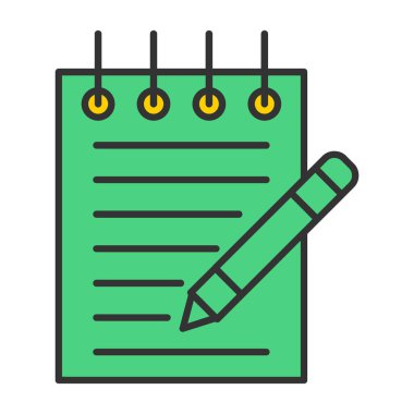 Web Kullanımı için Not Defteri Simgesi, Vektör İllüstrasyonu