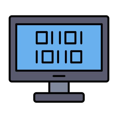 Web Kullanımı için İkili Kod Simgesi, Vektör İllüstrasyonu