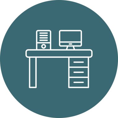 Web Kullanımı için Ofis Masası Simgesi, Vektör İllüstrasyonu