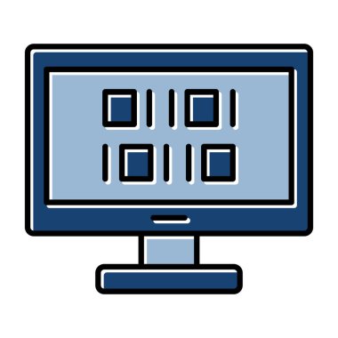 Web Kullanımı için İkili Kod Simgesi, Vektör İllüstrasyonu