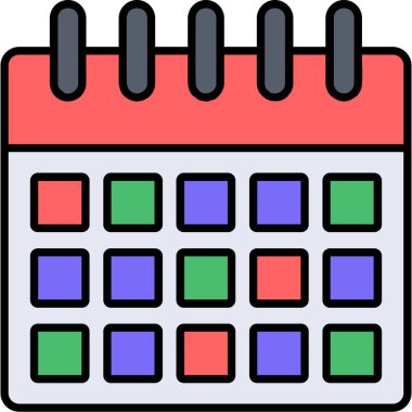 Web Kullanımı için Takvim Simgesi, Vektör İllüstrasyonu