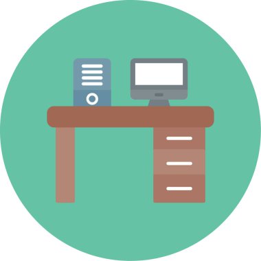Web Kullanımı için Ofis Masası Simgesi, Vektör İllüstrasyonu