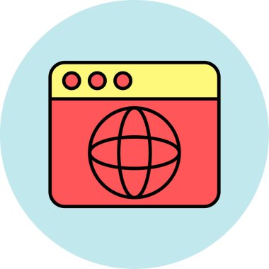 Web Tarayıcı Simgesi, Web Kullanımı için Vektör İllüstrasyonu