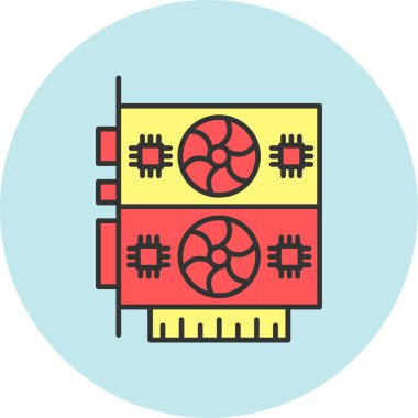 Web Kullanımı için Grafik Kart Simgesi, Vektör İllüstrasyonu