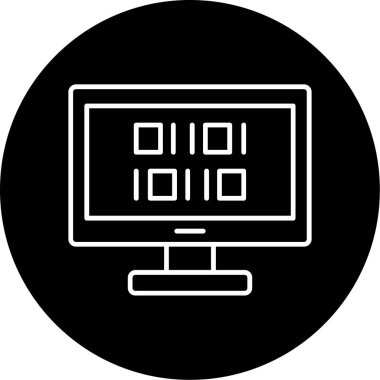 Web Kullanımı için İkili Kod Simgesi, Vektör İllüstrasyonu