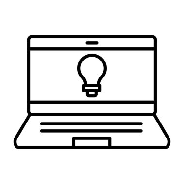 Ampul vektör illüstrasyon tasarımlı dizüstü bilgisayar