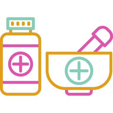 İlaç şişesi. Web simgesi vektör illüstrasyonu