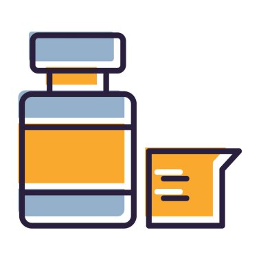 İlaç şişesi ve hap vektör çizim tasarımı.