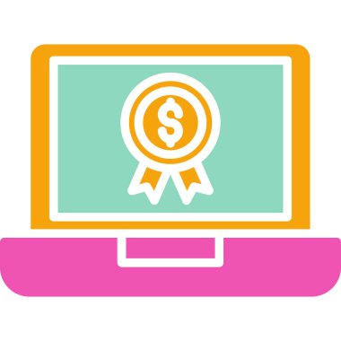 dizüstü bilgisayar ve dolar simgesi vektör çizimi