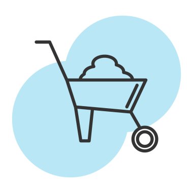 Sepet çizgisi tarzı simge tasarımı, alışveriş ve pazar pazar piyasa teması illüstrasyonuna sahip el arabası