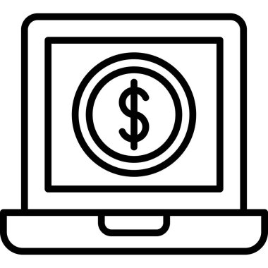 dolar işareti simgesi olan bilgisayar ekranı, basit biçim.