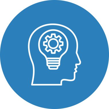 Beyin ampulü vektör simgesi. bu yuvarlak düz sembol kobalt rengi ve beyaz arkaplan ile çizilir