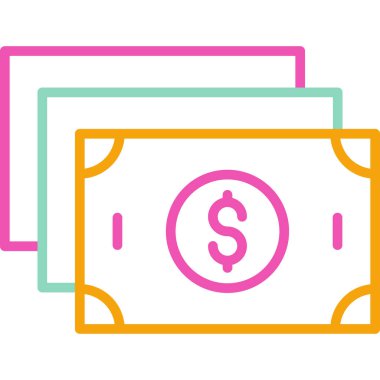 Bill dollar nakit simgesi taslak biçimi