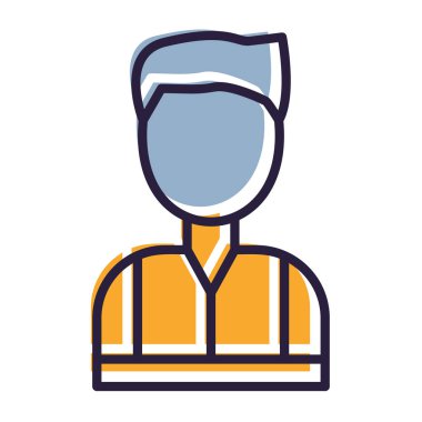 Yüz maskesi ve mavi arkaplan vektör çizim tasarımı olan adam