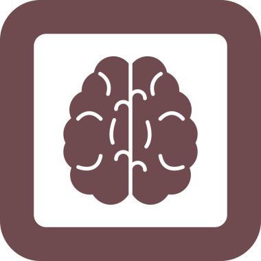 Beyin vektör simgesi. resim biçimi yuvarlak kare tuşlu, beyaz ve gri renkli düz simge simgesidir..