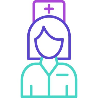 Doktor kadın hemşire ikonu, vektör illüstrasyonu