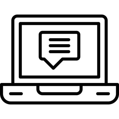 Sohbet baloncukları simgesi, vektör illüstrasyonlu dizüstü bilgisayar