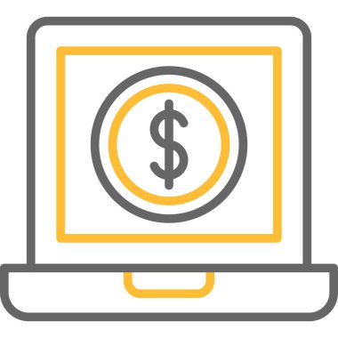 Dolar işareti simgesi çizimi olan dizüstü bilgisayar