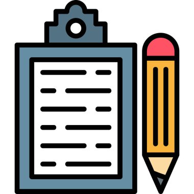 Not defteri simgesi renk ana hatlı kalem