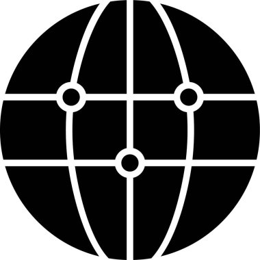 küresel ağ simgesi, küresel bağlantı bağlantılı vektör illüstrasyonu