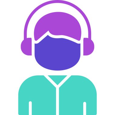 Kulaklığı ve kulaklığı olan bir kişinin vektör çizimi