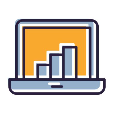 dizüstü bilgisayar ve grafik tasarımı, vektör çizimi. veri bilgisi dijital teknoloji ve internet temalı vektör illüstrasyonu
