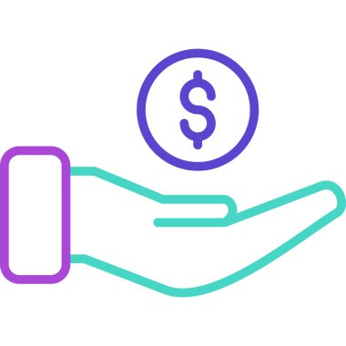 Bir dolar simgesini tutan el, vektör illüstrasyonu