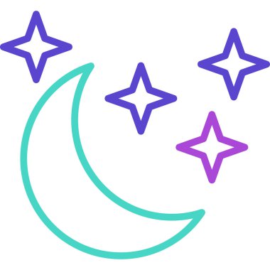 Ay yıldızı simgesi. Web için ana hatlı ay vektör resimleme simgesi