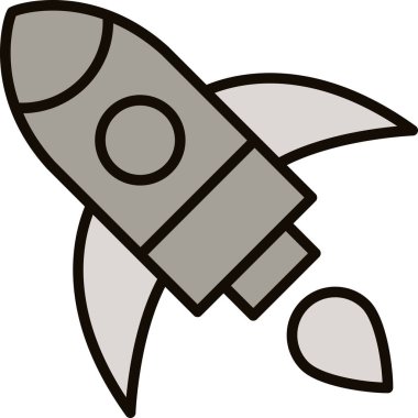 Roket. Web simgesi basit illüstrasyon