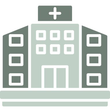 Beyaz arka planda hastane binası, illüstrasyon, vektör.
