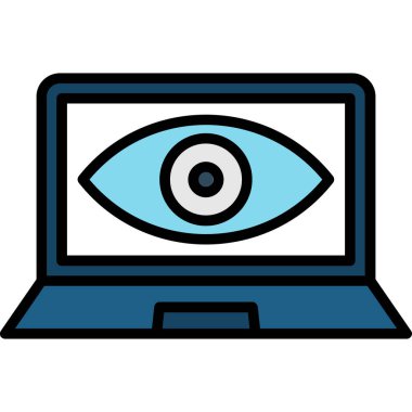 Diz üstü bilgisayarlı göz, resimleme, beyaz arka planda vektör..