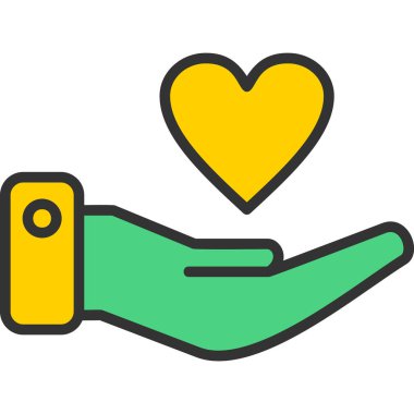 kalp vektörü düz renk simgesi