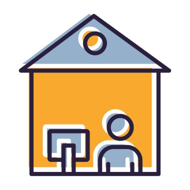 ev ve insanlar simgesi, vektör illüstrasyonu