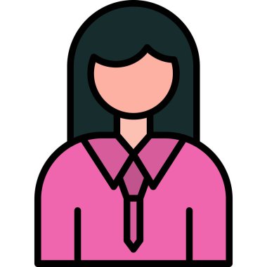 İş kadınıyım. Web simgesi basit illüstrasyon