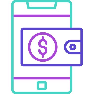 Para vektörü illüstrasyon tasarımlı akıllı telefon