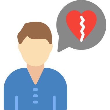 Kırık Kalp Basit Vektör Simgesi İllüstrasyonu