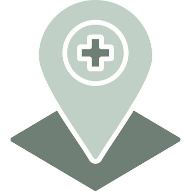 Hastane haritası konumu pin simgesi doldurulmuş ana hat biçimi