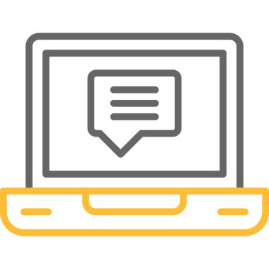 İleti simgesi ve vektör illüstrasyonlu dizüstü bilgisayar