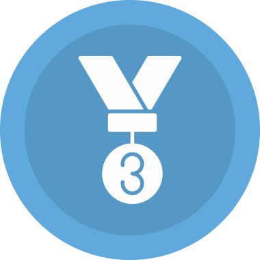 Madalya ikonu. Glyph biçimi, mavi renkli, yuvarlak açılı, beyaz arkaplan ve çift renkli düz simgeli semboldür..