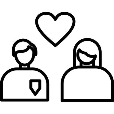 İnsanlar kalp ikonu olan çiftler, ana hatlar tarzı