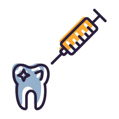 Şırıngalı diş ve diş koruma vektörü illüstrasyon tasarımı