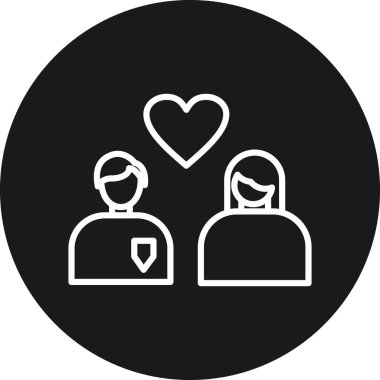 Kalp çizgisi ikonu, konsept ve kalp dostluğu olan çift, beyaz arkaplanda imza, aşk tarzı taslak çizgili aşk ikonu mobil web konsepti