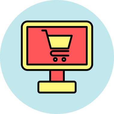 alışveriş arabası vektör renk simgesi