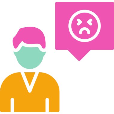 Konuşma balonu olan üzgün bir adam.