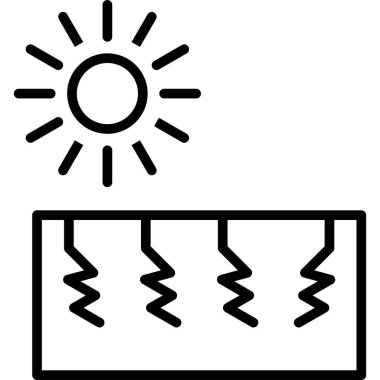 Beyaz arkaplanda izole edilmiş güneş simgesi, vektör illüstrasyonu