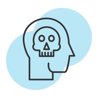 İnsan kafatası vektör çizgisi simgesi, işaret, illüstrasyon