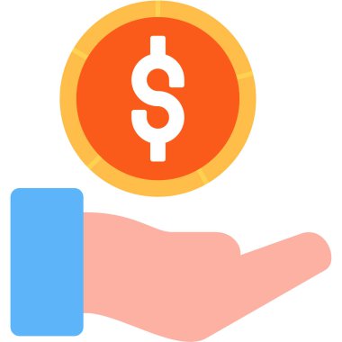 Dolar düz simgesi, vektör illüstrasyonu