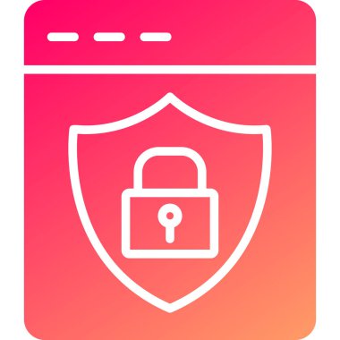 Beyaz arkaplanda izole edilmiş asma kilit simgesi olan renk kalkanı. Güvenlik koruması, güvenlik teknolojisi, güvenlik mahremiyeti kavramı. Çember çizimi. vektör.