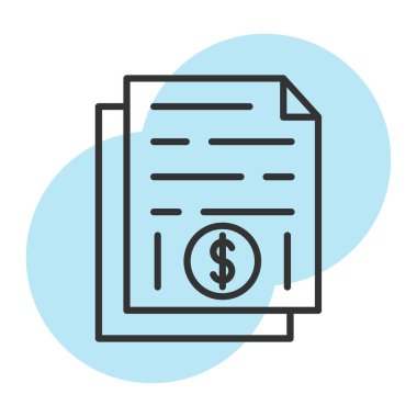 Bozuk para satırına sahip belge ve biçim ikonu vektör tasarımını doldur