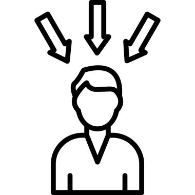 Aşağı ok simgesi olan adam, özet biçimi